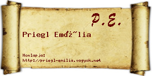 Priegl Emília névjegykártya